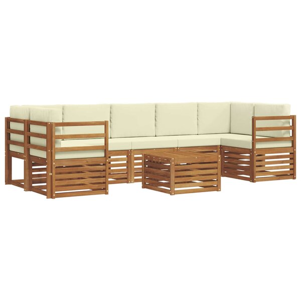 vidaXL Ensemble de canapés d'extérieur 8 pc Naturel et Crème
