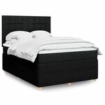 vidaXL Sommier à lattes de lit avec matelas Noir 140x190 cm Tissu