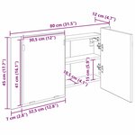 vidaXL Armoire Miroir de Salle de Bain Bois Ancien 80 x 12 x 45 cm