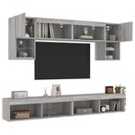 vidaXL Unités murales TV avec LED 6 Pièces gris sonoma bois d'ingénierie
