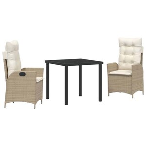 vidaXL Ensemble de salle à manger pour jardin 3 Pièces Beige polyrotin