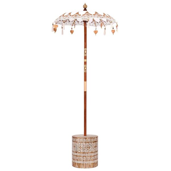 vidaXL Parasol balinais 260 Crème 95-100 cm Coton et bois massif
