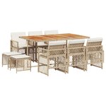 vidaXL Ensemble à manger de jardin et coussins 11 Pièces beige poly rotin