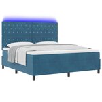 vidaXL Lit à ressort LED avec matelas Bleu foncé 180 x 200 cm tissu