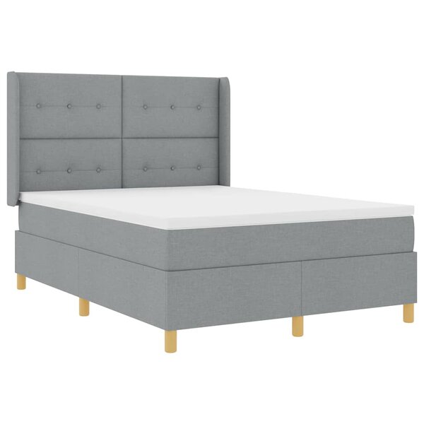 vidaXL Lit à ressorts avec bandes LED Gris clair 140 x 190 cm tissu