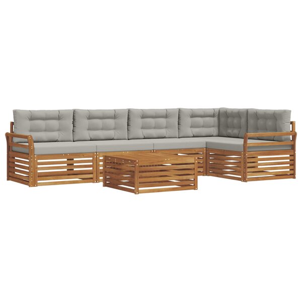 vidaXL Ensemble de canapés d'extérieur 6 Pièces Gris Naturel et Clair