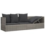 vidaXL Lit de salon d'extérieur avec coussins Gris Résine tressée