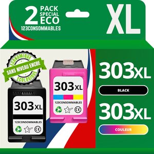 Pack compatible avec HP 303 XL (T6N04AE/T6N03AE) noir et couleur - sans niveau