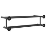 vidaXL Porte-serviettes Noir 61 x 23 x 17 cm Acier inoxydable