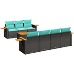 vidaXL Salon de jardin 8 Pièces avec coussins noir résine tressée
