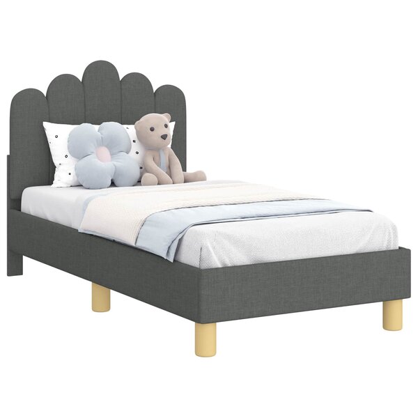 vidaXL Cadre de lit pour tout-petit avec tête de lit Gris foncé