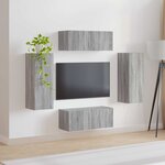 vidaXL Ensemble de meuble TV mural 4 Pièces Gris Sonoma Bois d'ingénierie