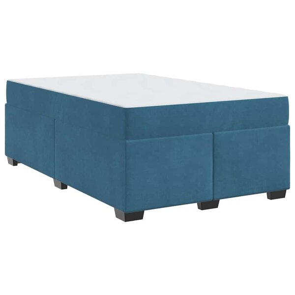vidaXL Cadre de lit avec matelas Bleu foncé 120 x 190 cm Velours