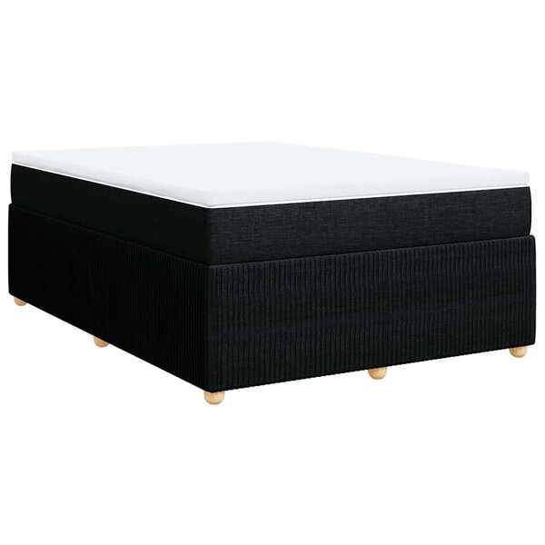 vidaXL Sommier à lattes de lit avec matelas Noir 140x200 cm Tissu