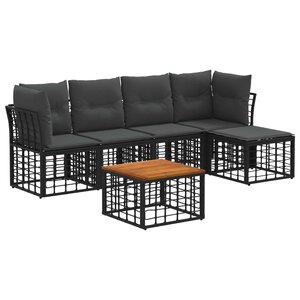 vidaXL Ensemble de canapés d'extérieur 6 Pièces Noir et Gris foncé
