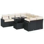 vidaXL Salon de jardin 9 Pièces avec coussins noir résine tressée