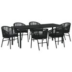 vidaXL Ensemble de salle à manger de jardin de 7 pièces - Rattan poly noir