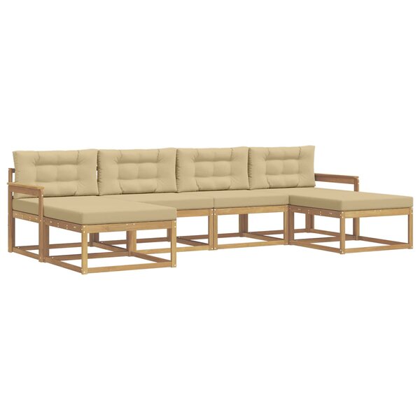 vidaXL Ensemble de canapés d'extérieur 6 pc Blanc et Beige