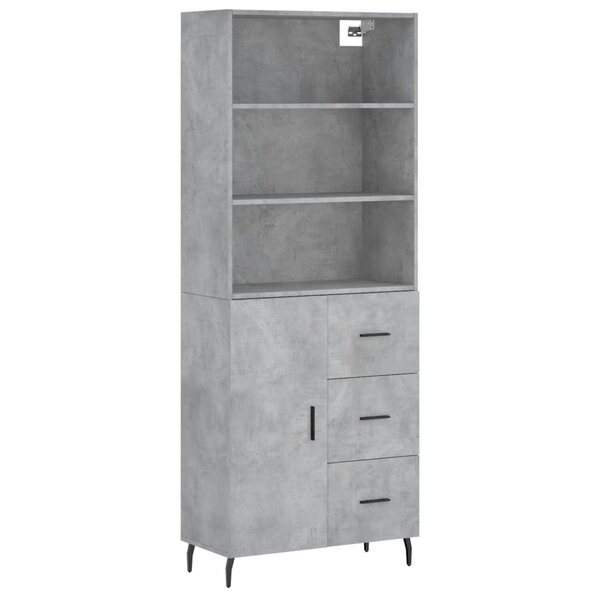 vidaXL Buffet haut Gris béton 69 5x34x180 cm Bois d'ingénierie