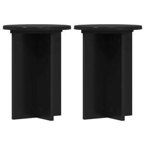 vidaXL Support de Plante 2 Pièces Noir Ø29 5 x 40 cm Bois d'ingénierie