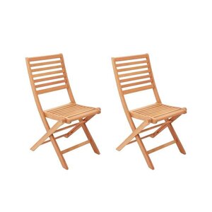 Lot de 2 chaises de jardin pliantes en eucalyptus FSC - 57 x 46,5 x 90 cm