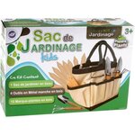 PLANETE PLANTE Sac de jardinage en tissu beige avec outils de jardin : 4 outils et 10 marques plantes