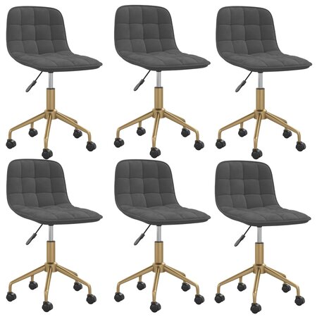 vidaXL Chaises pivotantes à manger lot de 6 gris foncé velours