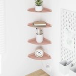 vidaXL Étagère flottante avec étagère 4 Pièces Rose 18 x 18 x 2 cm