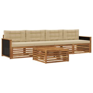 vidaXL Ensemble de canapés d'extérieur 5 Pièces Naturel et Beige
