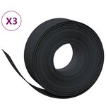 vidaXL Bordures de jardin 3 Pièces noir 10 m 20 cm polyéthylène