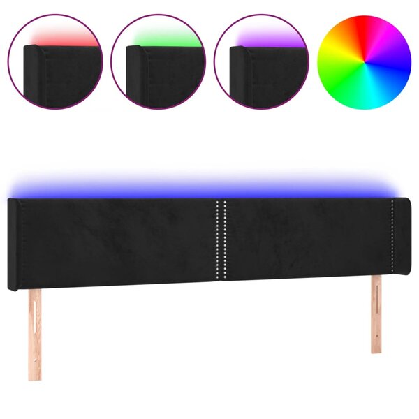 vidaXL Tête de lit à LED Noir 163x16x78/88 cm Velours