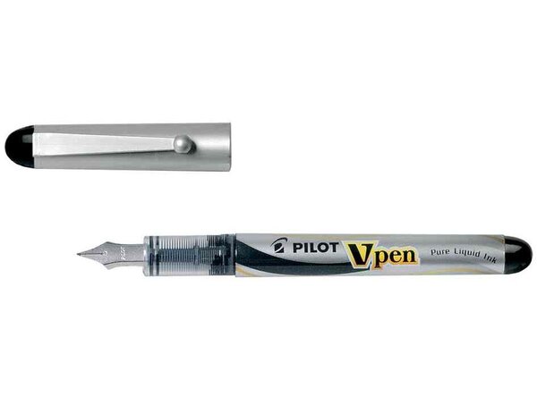 Stylo Plume Jetable V-Pen SILVER Pointe Moyenne Noir PILOT