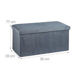 Banquette pliable avec coffre de rangement salon chambre 77 x 39 x 38 cm assise matelassée design élégant en MDF gris 13_0011178