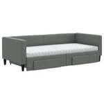 vidaXL Lit de jour avec gigogne et tiroirs gris foncé 90x190 cm tissu