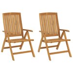 vidaXL Chaises de jardin inclinables lot de 2 et coussins teck massif