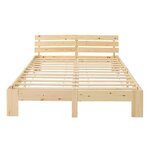 Lit en Bois 180x200 cm Naturel - Lit Double avec 2 Matelas - Massif