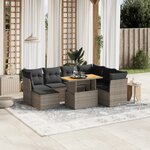 vidaXL Salon de jardin 8 Pièces avec coussins gris résine tressée