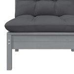 vidaXL Canapé central de jardin avec coussins anthracite Gris Pin