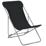 vidaXL Chaises de plage pliables 2 Pièces Acier et tissu oxford Noir