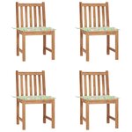 vidaXL Chaises de jardin lot de 4 avec coussins Bois de teck massif