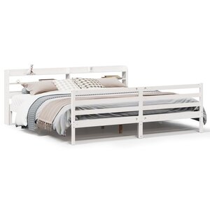 vidaXL Cadre de lit avec tête de lit sans matelas blanc 200x200 cm
