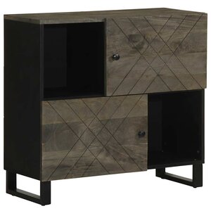 vidaXL Buffet noir 80x33x75 cm bois massif de manguier