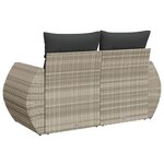 vidaXL Canapé de jardin 2 places et coussins gris clair résine tressée