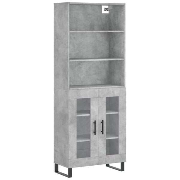 vidaXL Buffet haut Gris béton 69 5x34x180 cm Bois d'ingénierie
