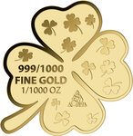 Monnaie FOUR LEAF CLOVER 1/1000 Oz Medaille Or (PRÉCOMMANDE)