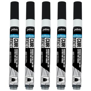 Marqueur Acrylique Setacolor Spécial Cuir Mat Satiné Extra Fine Noir Extrême x 5 PÉBÉO