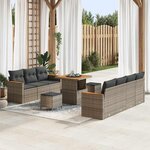 vidaXL Ensemble de canapé de jardin 10 Pièces Gris Poly rotin