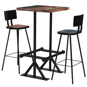vidaXL Mobilier de bar 3 Pièces Bois de récupération massif Multicolore