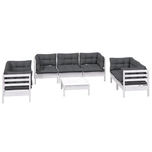 Salon de jardin meuble d'extérieur ensemble de mobilier 8 pièces avec coussins bois de pin massif 02_0017526