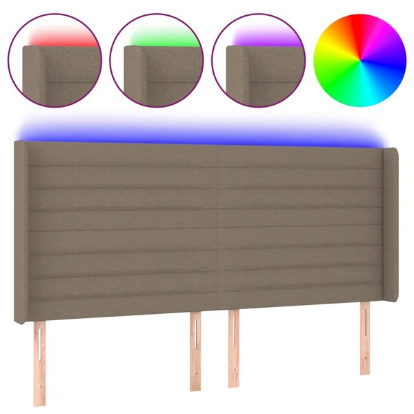 vidaXL Tête de lit à LED Taupe 203x16x118/128 cm Tissu